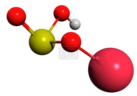 Téléchargez les photos : Image 3D de la formule squelettique du bisulfite de sodium - structure chimique moléculaire du sulfite d'hydrogène de sodium isolé sur fond blanc - en image libre de droit