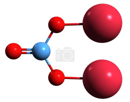 Téléchargez les photos : Image 3D de la formule squelettique du carbonate de sodium - structure chimique moléculaire du composé inorganique Cendres de soude isolées sur fond blanc - en image libre de droit