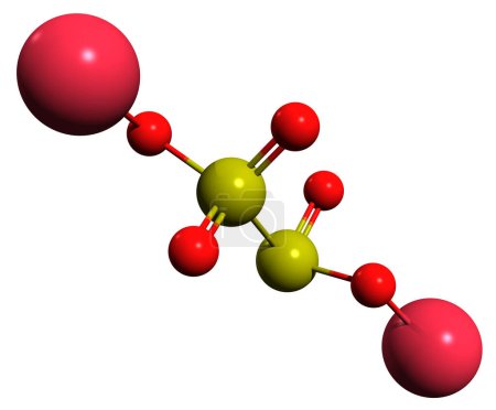 Téléchargez les photos : Image 3D de la formule squelettique du métabisulfite de sodium Structure chimique moléculaire du composé inorganique Pyrosulfite de sodium isolé sur fond blanc - en image libre de droit