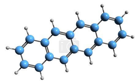 Téléchargez les photos : Image 3D de la formule squelettique du tétracène - structure chimique moléculaire du naphthacène isolé sur fond blanc - en image libre de droit