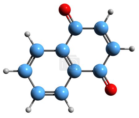 Téléchargez les photos : Image 3D de la formule squelettique de la naphtoquinone - structure chimique moléculaire de la dione de naphtalène isolée sur fond blanc - en image libre de droit