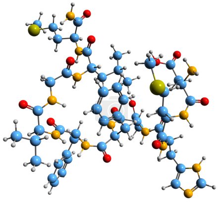 Foto de Imagen 3D de la fórmula esquelética de Neurokinina B - estructura química molecular del péptido de taquiquinina NKB aislado sobre fondo blanco - Imagen libre de derechos