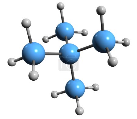 Foto de Imagen 3D de la fórmula esquelética de Neopentano - estructura química molecular del tetrametilmetano aislado sobre fondo blanco - Imagen libre de derechos