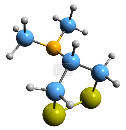 Téléchargez les photos : Image 3D de la formule squelettique de la néréistotoxine - structure chimique moléculaire de la toxine marine isolée sur fond blanc - en image libre de droit