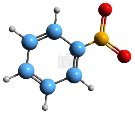 Photo for 3D image of Nitrobenzene skeletal formula - molecular chemical structure of Oil of mirbane isolated on white background - Royalty Free Image