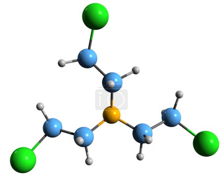 Téléchargez les photos : Image 3D de la formule squelettique de la moutarde azotée - structure chimique moléculaire de la guerre chimique isolée sur fond blanc - en image libre de droit