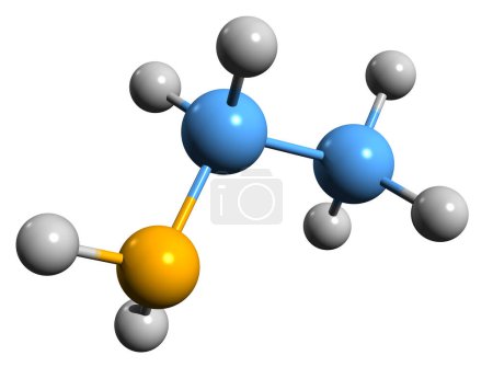 Foto de Imagen 3D de la fórmula esquelética de nitroetano - estructura química molecular del compuesto orgánico aislado sobre fondo blanco - Imagen libre de derechos