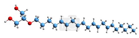 Foto de Imagen 3D de la fórmula esquelética del éter de Noladin - estructura química molecular del endocannabinoide 2-Arachidonyl glyceryl éter aislado sobre fondo blanco - Imagen libre de derechos