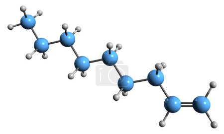 Téléchargez les photos : Image 3D de la formule squelettique Nonene - structure chimique moléculaire de l'alcène isolé sur fond blanc - en image libre de droit