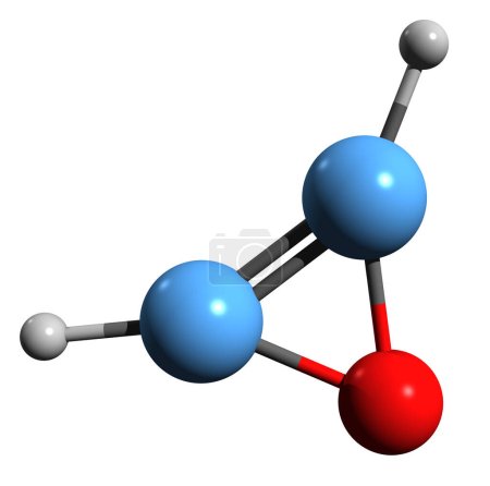 Téléchargez les photos : Image 3D de la formule squelettique Oxirène - structure chimique moléculaire de l'Oxacyclopropène isolé sur fond blanc - en image libre de droit