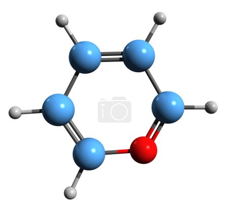 Foto de Imagen 3D de Pyrylium skeletal formula - estructura química molecular del compuesto heterocíclico Pyranium aislado sobre fondo blanco - Imagen libre de derechos