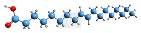 Téléchargez les photos : Image 3D de la formule squelettique de l'acide oléique - structure chimique moléculaire de l'acide oméga-9 octadénoïque isolé sur fond blanc - en image libre de droit