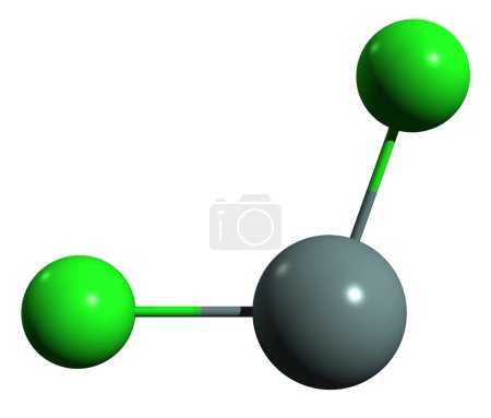 Foto de Imagen 3D de la fórmula esquelética de cloruro de estaño II: estructura química molecular del protocloruro de estaño aislado sobre fondo blanco - Imagen libre de derechos