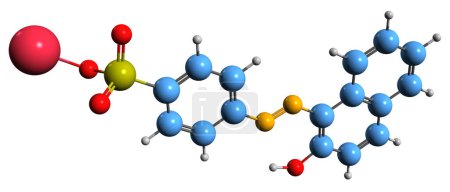 Téléchargez les photos : Image 3D de la formule squelettique Acid Orange 7 - structure chimique moléculaire du colorant azoïque 2-naphtol orange isolé sur fond blanc - en image libre de droit