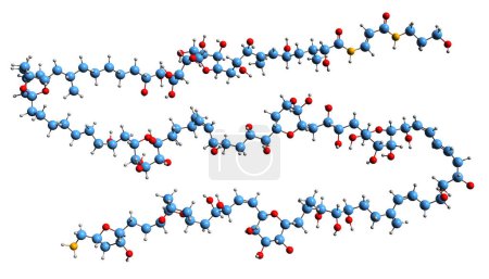 Téléchargez les photos : Image 3D de la formule squelettique de la palytoxine - structure chimique moléculaire du vasoconstricteur de toxine PLTX isolé sur fond blanc - en image libre de droit