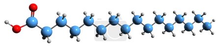 Téléchargez les photos : Image 3D de la formule squelettique de l'acide palmitique - structure chimique moléculaire de l'acide hexadécanoïque isolé sur fond blanc - en image libre de droit