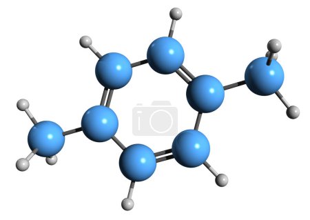 Foto de Imagen 3D de la fórmula esquelética de xileno - estructura química molecular de xilol aislado sobre fondo blanco - Imagen libre de derechos