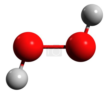 Téléchargez les photos : Image 3D de la formule squelettique du peroxyde d'hydrogène - structure chimique moléculaire du dioxydane isolé sur fond blanc - en image libre de droit