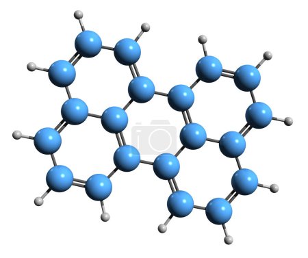 Téléchargez les photos : Image 3D de la formule squelettique du pérylène - structure chimique moléculaire du péri-dinaphtalène isolé sur fond blanc - en image libre de droit