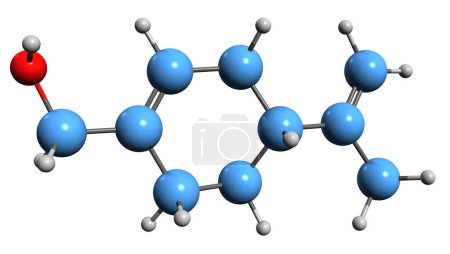 Photo for 3D image of Perillyl alcohol skeletal formula - molecular chemical structure of precursor limonene isolated on white background - Royalty Free Image
