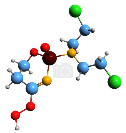 Photo for 3D image of Perfosfamide skeletal formula - molecular chemical structure of  4-hydroperoxycyclophosphamide isolated on white background - Royalty Free Image