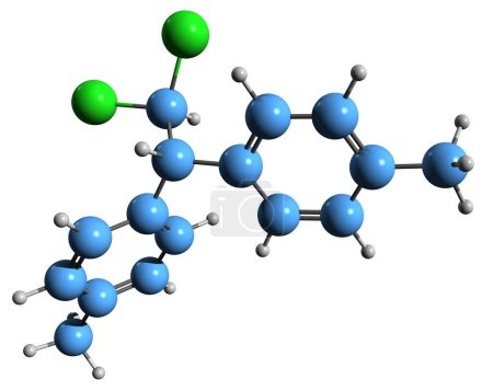 Téléchargez les photos : Image 3D de la formule squelettique du pertane - structure chimique moléculaire du dérivé DDT isolé sur fond blanc - en image libre de droit