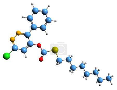 Foto de Imagen 3D de la fórmula esquelética del piridato - estructura química molecular del herbicida aislado sobre fondo blanco - Imagen libre de derechos