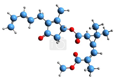 Foto de Imagen 3D de la fórmula esquelética de Pyrethrin II - estructura química molecular de fitoquímica aislada sobre fondo blanco - Imagen libre de derechos