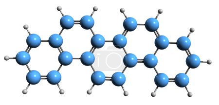 Téléchargez les photos : Image 3D de la formule squelettique de Picene - structure chimique moléculaire du benzchrysène isolé sur fond blanc - en image libre de droit