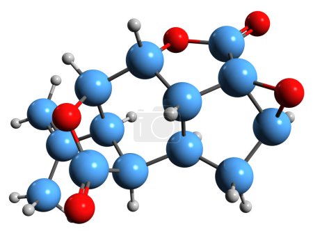 Foto de Imagen 3D de la fórmula esquelética de pirotoxinina: estructura química molecular del compuesto orgánico aislado sobre fondo blanco - Imagen libre de derechos