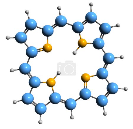 Photo for 3D image of Porphyrin skeletal formula - molecular chemical structure of  heterocyclic macrocycle organic compound isolated on white background - Royalty Free Image