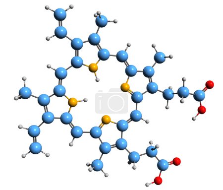 Téléchargez les photos : Image 3D de la formule squelettique de Protoporphyrine IX - structure chimique moléculaire de la porphyrine isolée sur fond blanc - en image libre de droit
