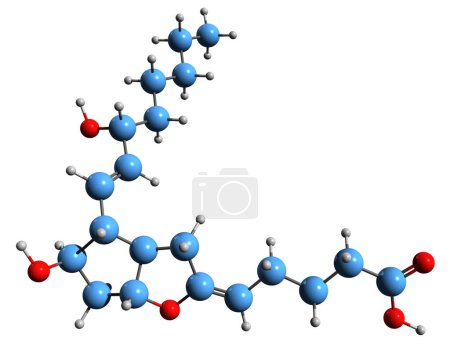 Photo for 3D image of Prostacyclin skeletal formula - molecular chemical structure of prostaglandin I2 isolated on white background - Royalty Free Image