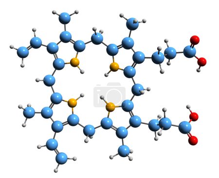 Photo for 3D image of Protoporphyrinogen IX skeletal formula - molecular chemical structure of protoporphyrin IX precursor isolated on white background - Royalty Free Image