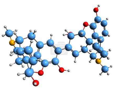 Foto de Imagen 3D de la fórmula esquelética de pseudomorfina - estructura química molecular de la oxidimorfina aislada sobre fondo blanco - Imagen libre de derechos