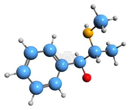 Téléchargez les photos : Image 3D de la formule squelettique de la pseudoéphédrine - structure chimique moléculaire du médicament sympathomimétique isolé sur fond blanc - en image libre de droit