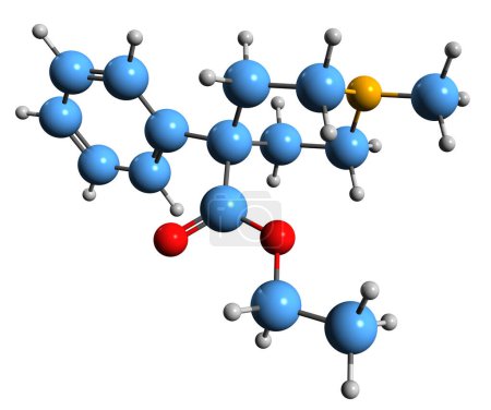 Foto de Imagen 3D de la fórmula esquelética de rasagilinum - estructura química molecular del opiáceo sintético aislado sobre fondo blanco - Imagen libre de derechos