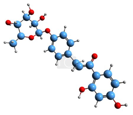Foto de Imagen 3D de la fórmula esquelética de rhamnoisoliquitina - estructura química molecular de fitoquímica aislada sobre fondo blanco - Imagen libre de derechos