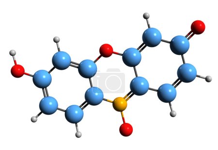 Téléchargez les photos : Image 3D de la formule squelettique de la résazurine - structure chimique moléculaire du colorant phénoxazine Alamar Blue isolé sur fond blanc - en image libre de droit