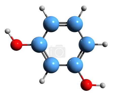Foto de Imagen 3D de la fórmula esquelética de Resorcinol - estructura química molecular de Benzenediol aislado sobre fondo blanco - Imagen libre de derechos