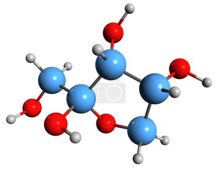Téléchargez les photos : Image 3D de la formule squelettique de Ribulose - structure chimique moléculaire du monosaccharide Arabinulose isolé sur fond blanc - en image libre de droit