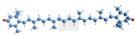 Foto de Imagen 3D de la fórmula esquelética de Rhodoxantina: estructura química molecular del pigmento xantofila aislado sobre fondo blanco - Imagen libre de derechos