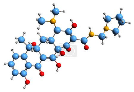 Téléchargez les photos : Image 3D de la formule squelettique Rolitetracycline - structure chimique moléculaire de l'antibiotique tétracycline isolé sur fond blanc - en image libre de droit