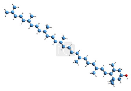 Foto de Imagen 3D de la fórmula esquelética de Rubixantina - estructura química molecular de la coloración de alimentos amarillo natural 27 aislado sobre fondo blanco - Imagen libre de derechos