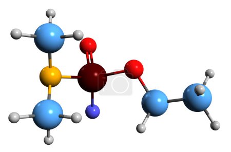 Foto de Imagen 3D de las lijadoras 8 fórmula esquelética - estructura química molecular del agente nervioso análogo de Novichok aislado sobre fondo blanco - Imagen libre de derechos