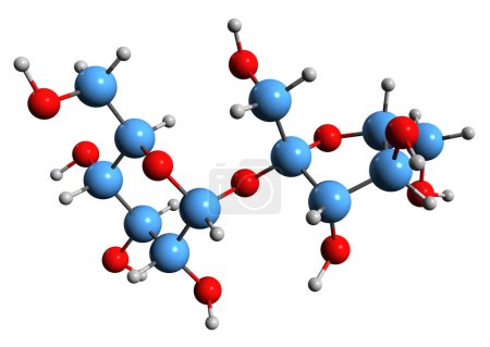 Téléchargez les photos : Image 3D de la formule squelettique du saccharose - structure chimique moléculaire du disaccharide Saccharose isolé sur fond blanc - en image libre de droit