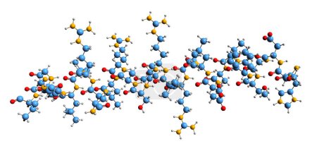 Foto de Imagen 3D de la fórmula esquelética de Secretin - estructura química molecular de la hormona homeostasis del agua aislada sobre fondo blanco - Imagen libre de derechos