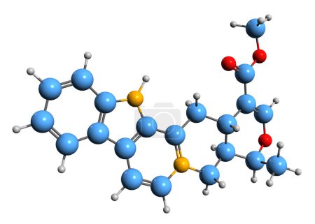 Téléchargez les photos : Image 3D de la formule squelettique Serpentine - structure chimique moléculaire de l'alcaloïde isolé sur fond blanc - en image libre de droit