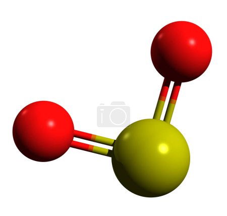 Photo for 3D image of Sulfur dioxide skeletal formula - molecular chemical structure of Sulfurous anhydride isolated on white background - Royalty Free Image