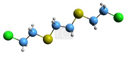 Foto de Imagen 3D de la fórmula esquelética de Sesquimustard: estructura química molecular del agente Q aislado sobre fondo blanco - Imagen libre de derechos